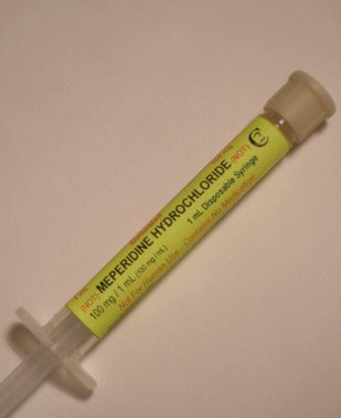 Simulated Meperidine HCl Preloaded Syringe (5 syringes / unit) - Click Image to Close